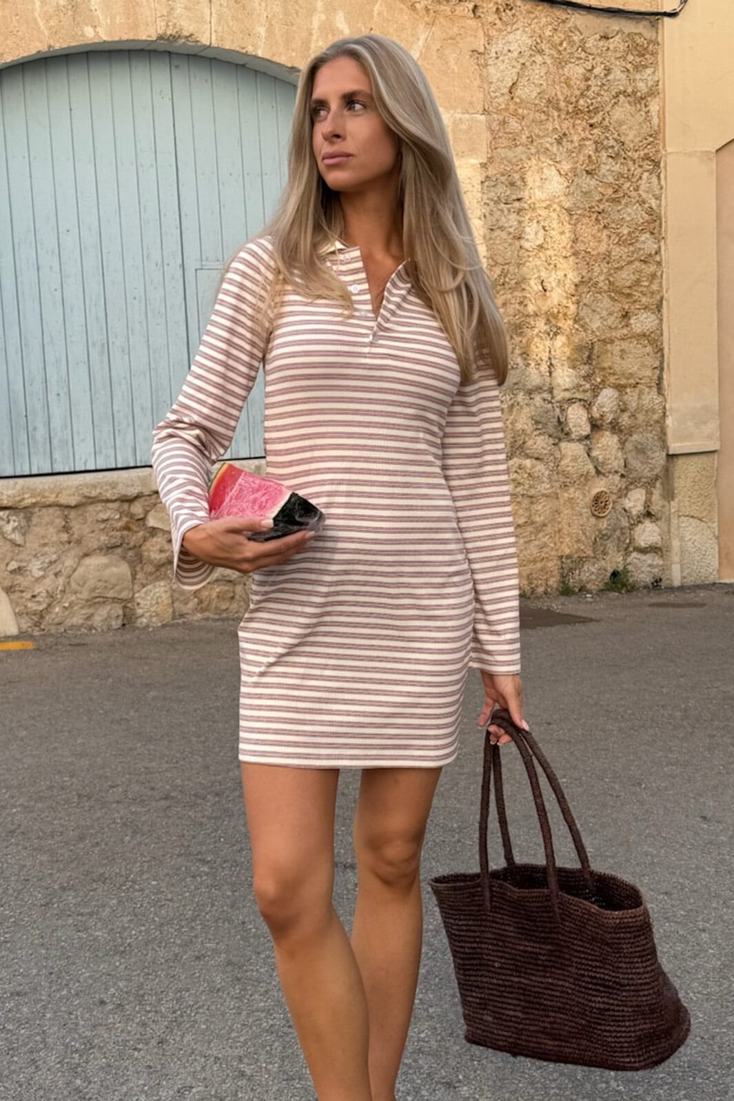 BYIC - Livaic Polo Dress A23995 - Lavender Stripes