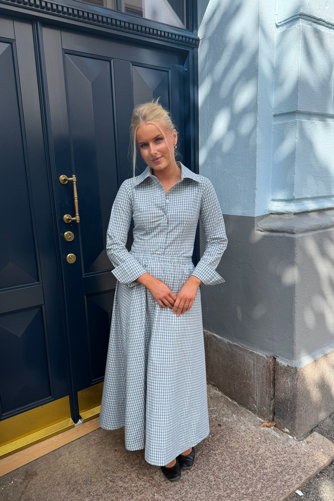 Byic - Milleic Long Skirt A25242 - Blue Checks Nederdele 