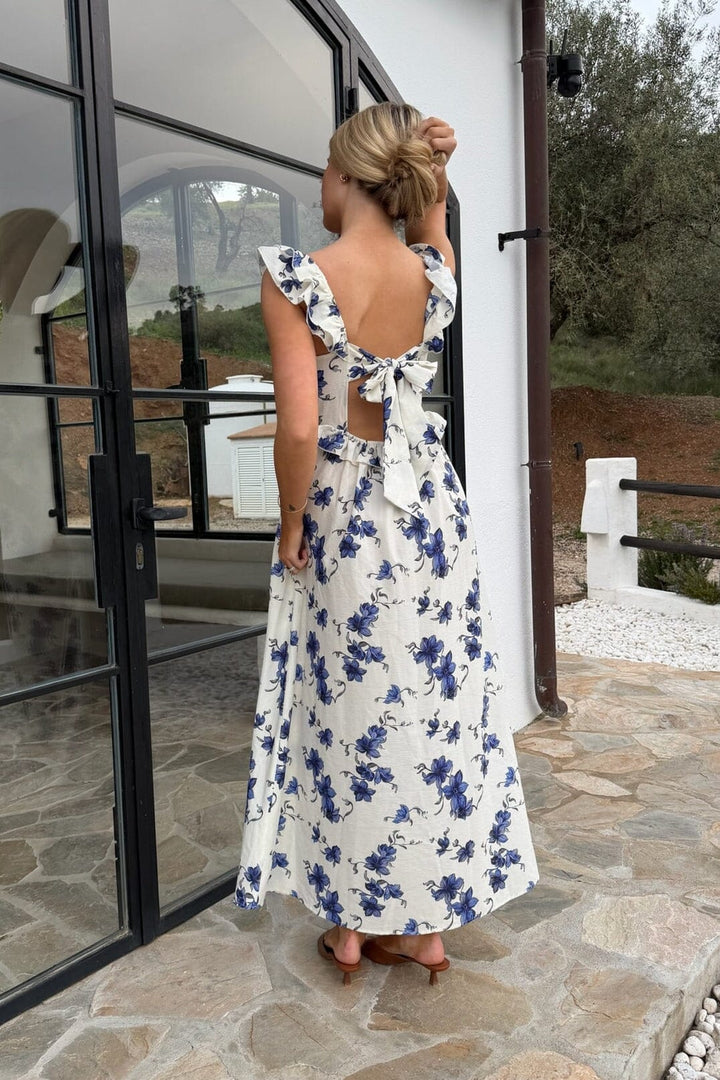 BYIC x Molly&My - Melbaic Dress A23117 - Light Blue Violet Floral Kjoler 