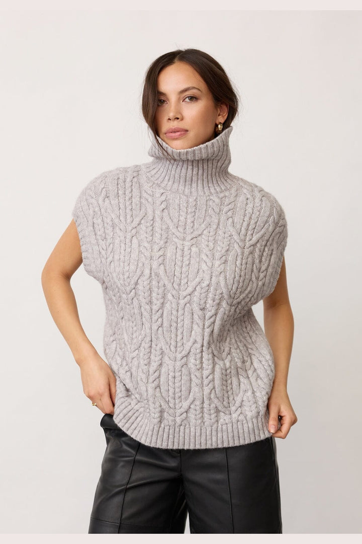 Co´Couture - 32222 Rowcc Oversize Cable Knit Vest 500112 - 65006 - Grey Melange