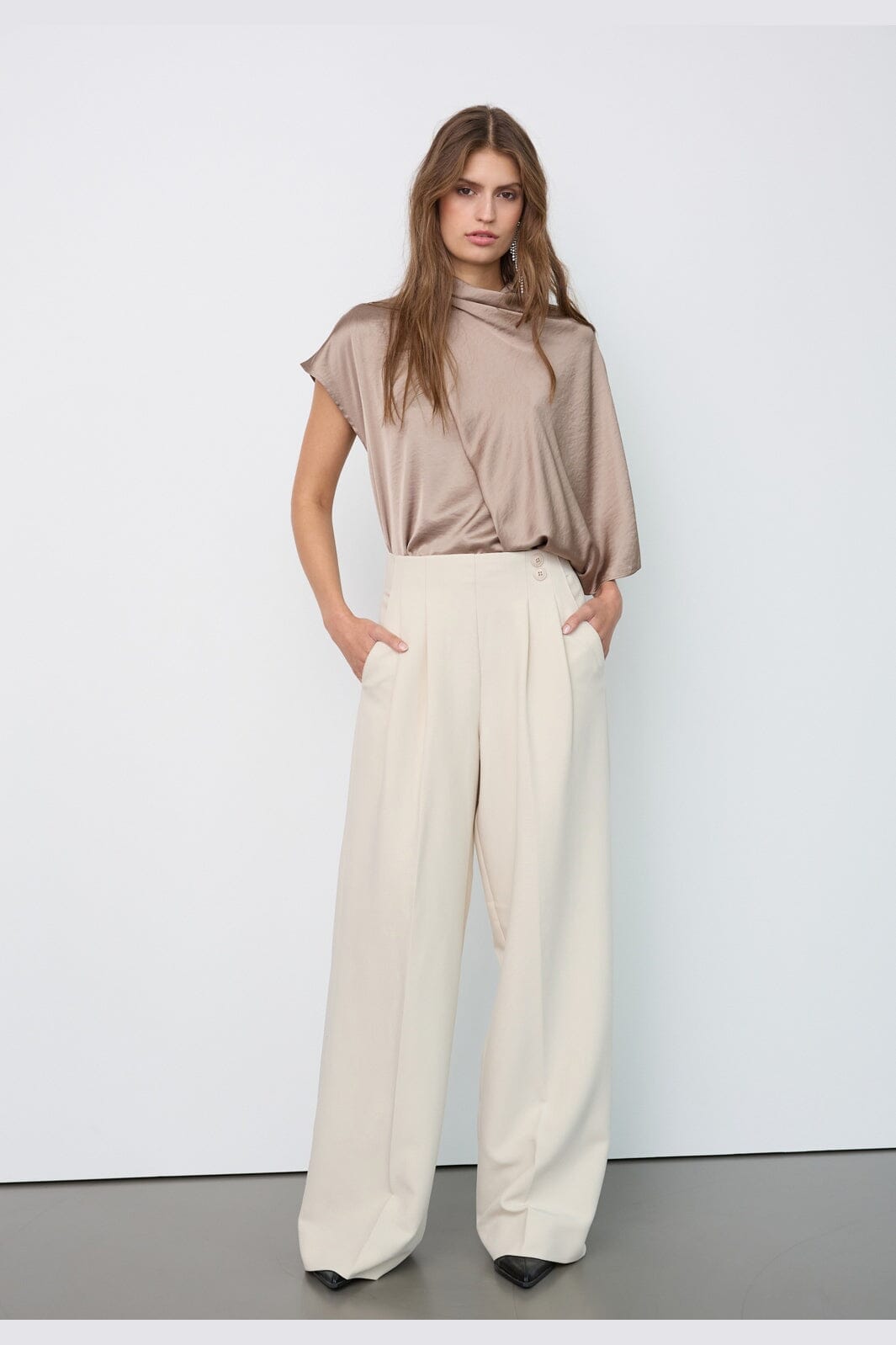 Co´Couture - Acilecc Pleat Pant 500807 - 10006 - Bone