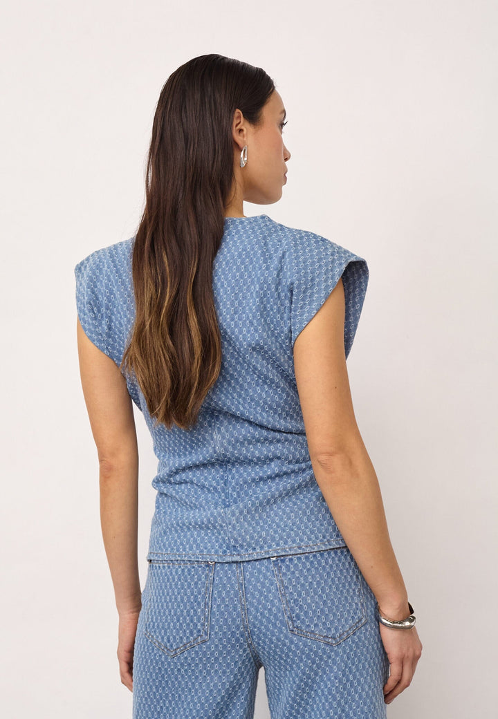 Co´Couture - Antocc Denim Pleat Top 500177 - 45004 - Light Denim T-shirts 