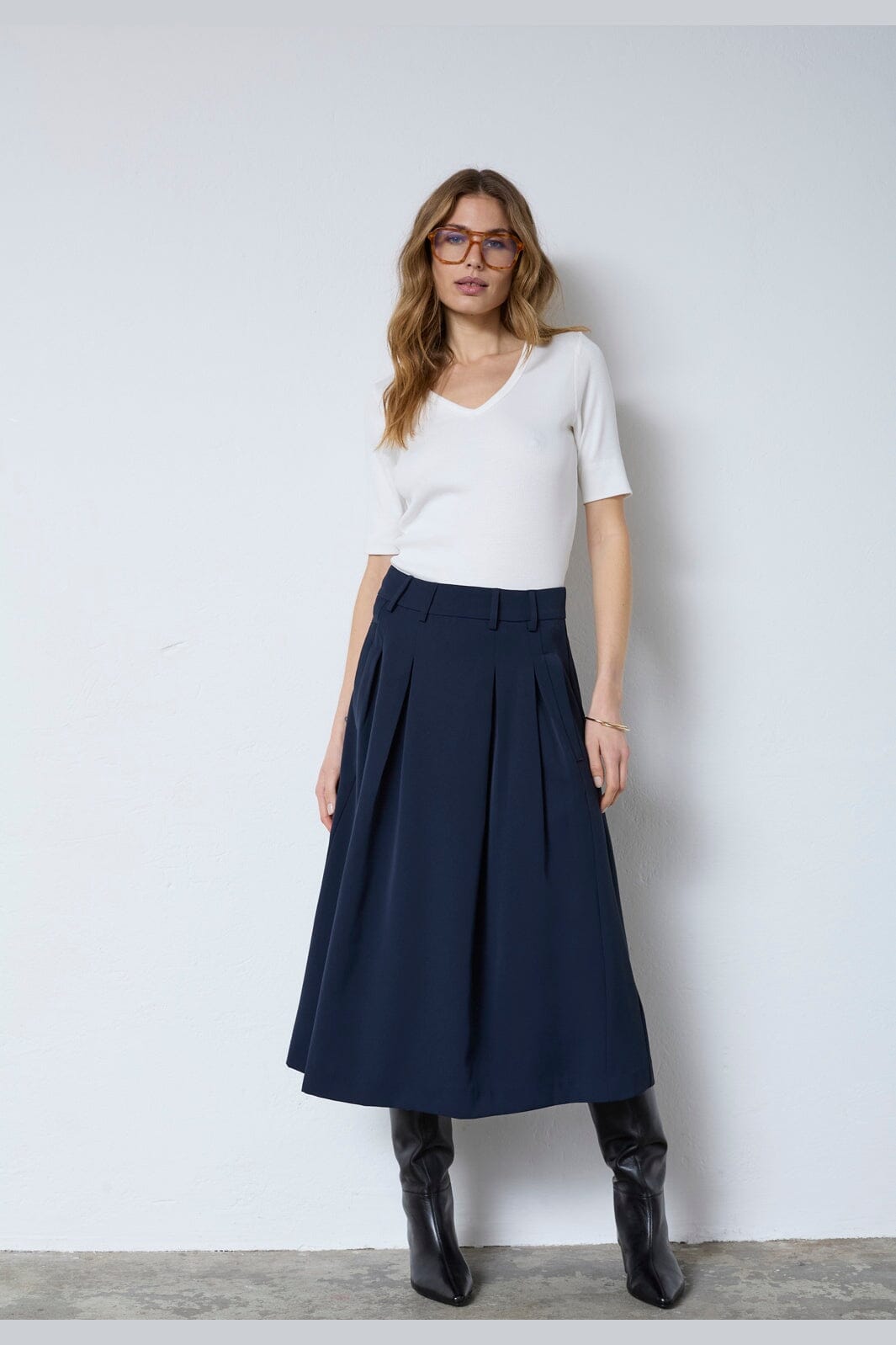 Co´Couture - Anyacc Midi Pleat Skirt 44040 - 120 - Navy