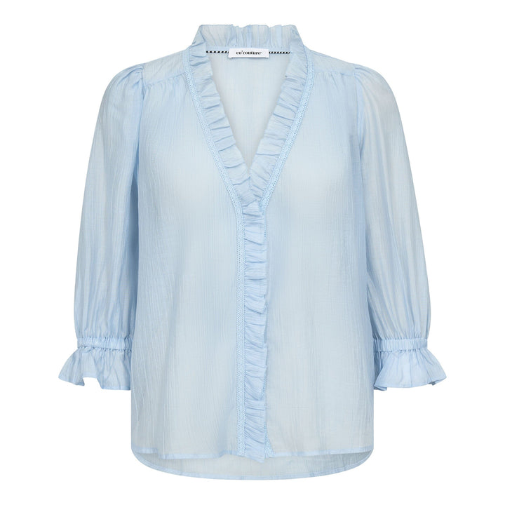 Co´Couture - Avicc Lace Ss V-Blouse 500169 - 40004 - Pale Blue Bluser 