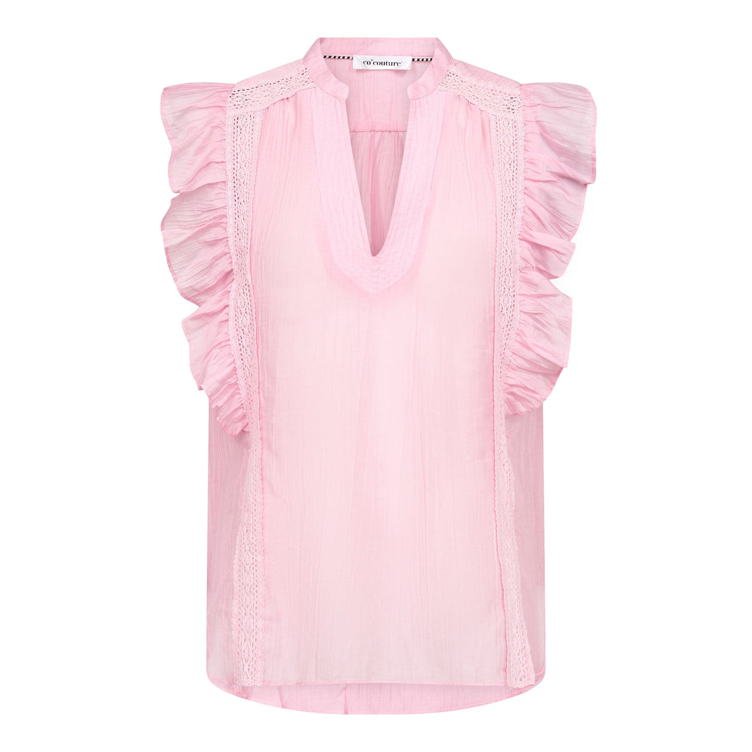 Co´Couture - Avicc Lace Ss V-Top 500168 - 35006 - Rosebloom Toppe 