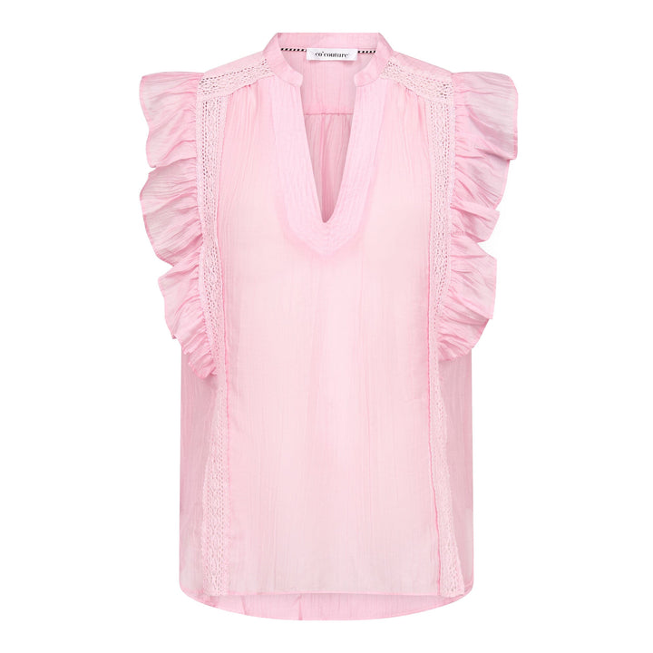 Co´Couture - Avicc Lace Ss V-Top 500168 - 35006 - Rosebloom Toppe 