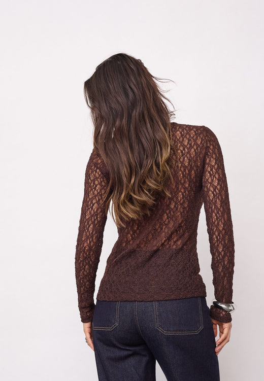 Co´Couture - Barnacc O-Neck Blouse 500052 - 20003 - Dark Brown Bluser 
