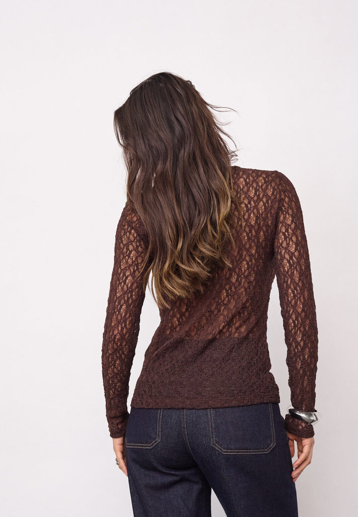 Co´Couture - Barnacc O-Neck Blouse 500052 - 20003 - Dark Brown Bluser 