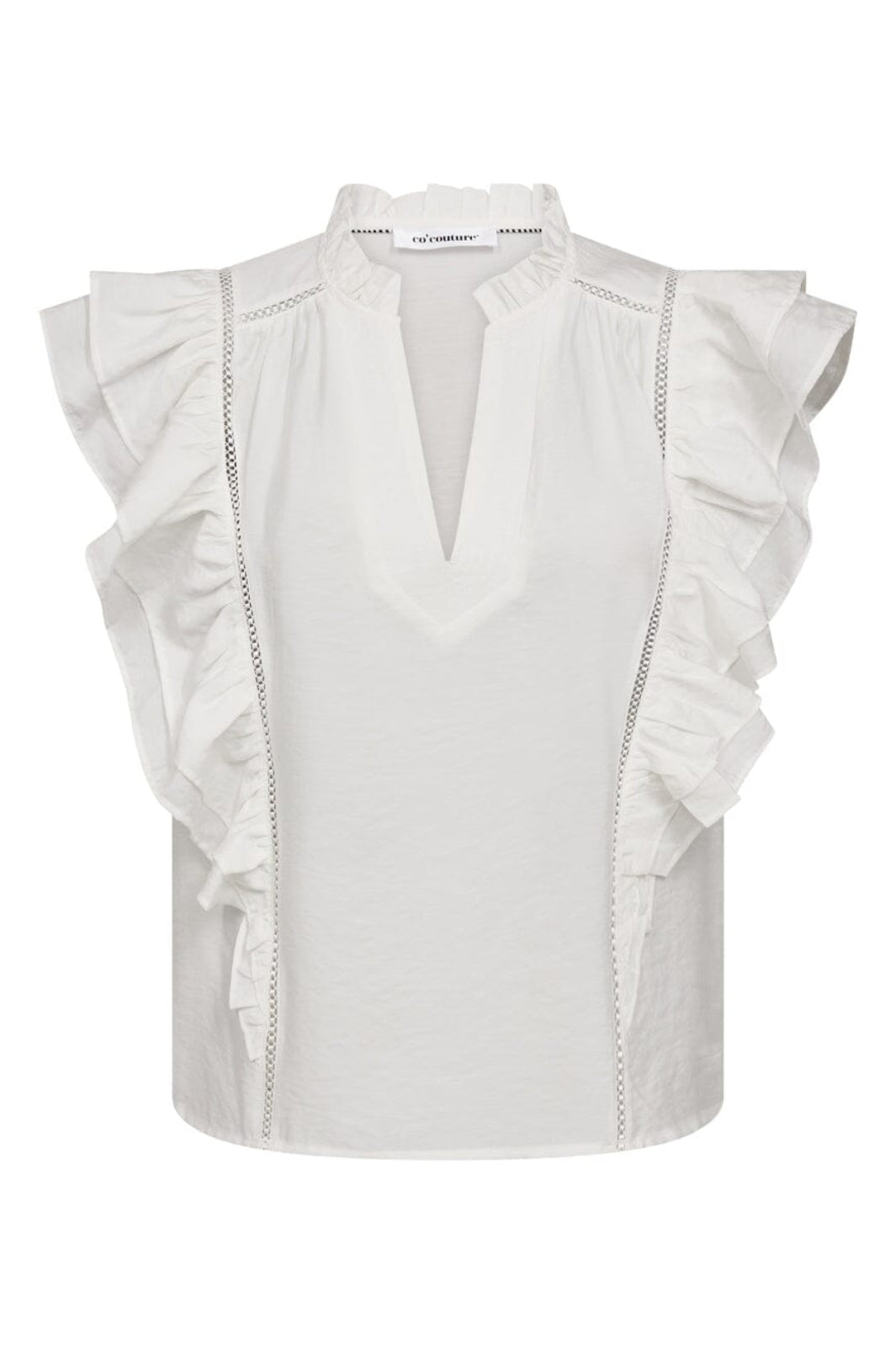 Co´Couture - Callumcc Lace Frill V-Top 45172 - 4000 - White