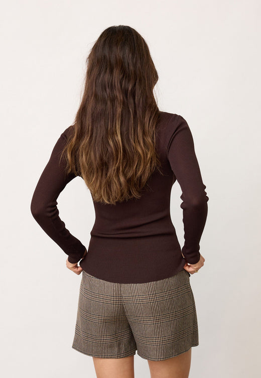 Co´Couture - Clairecc Grandad Ls Blouse 500207 - 20003 - Dark Brown Bluser 