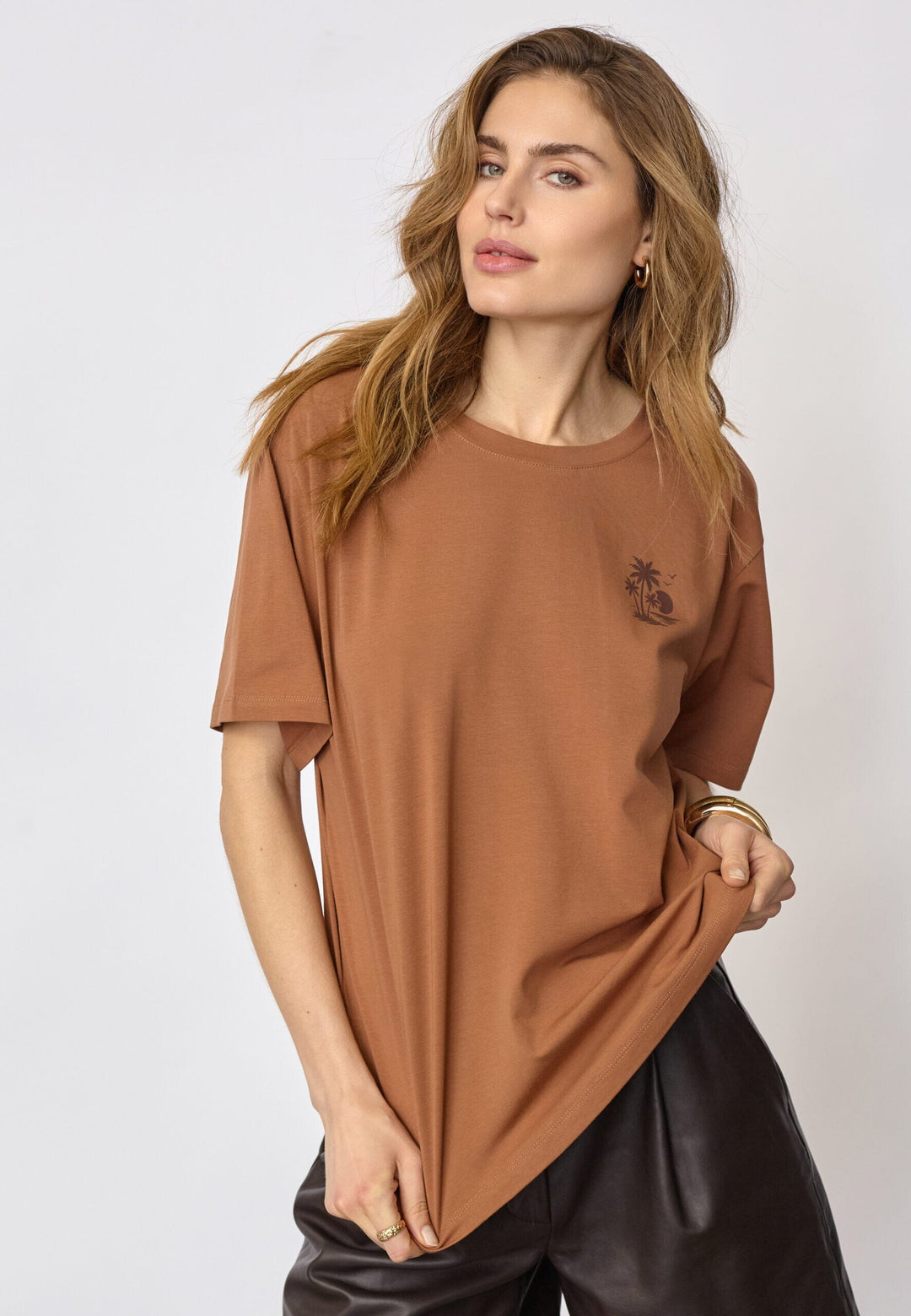 Co´Couture - Coco Beachcc Box Tee 43022 - 80 - Chocolate T-shirts 