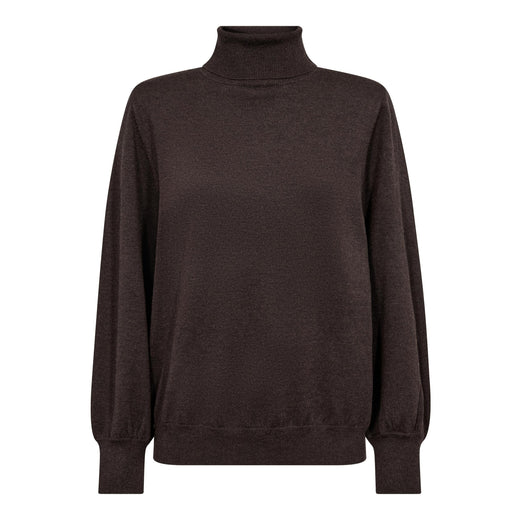 Co´Couture - Corycc Padded Roll-Neck Knit 500213 - 20003 - Dark Brown Strikbluser 