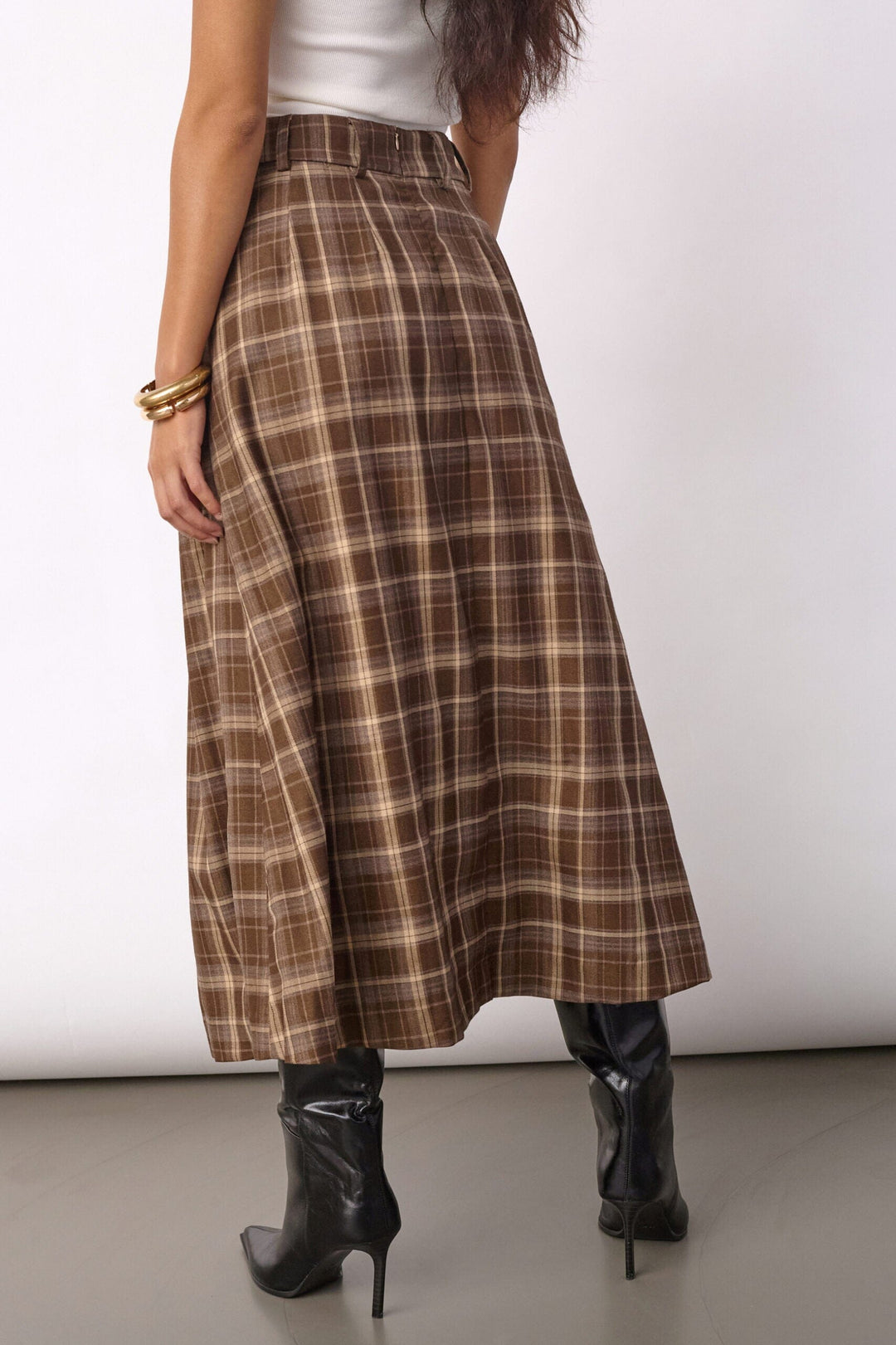 Co´Couture - Dagnycc Anya Check Pleat Skirt 500071 - 20002 - Brown Nederdele 