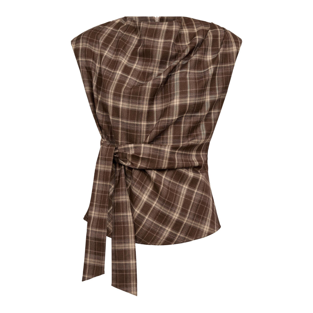 Co´Couture - Dagnycc Check Pleat Top 500070 - 20002 - Brown T-shirts 