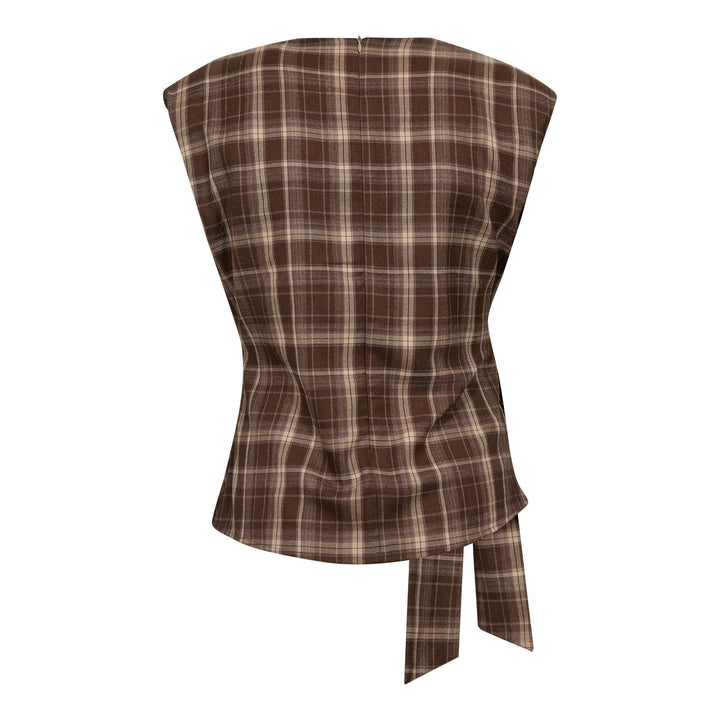 Co´Couture - Dagnycc Check Pleat Top 500070 - 20002 - Brown T-shirts 