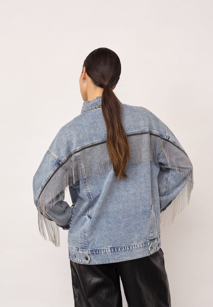 Co´Couture - Denicecc Denim Fringe Jacket 500114 - 45007 - Bleach Denim Jakker 