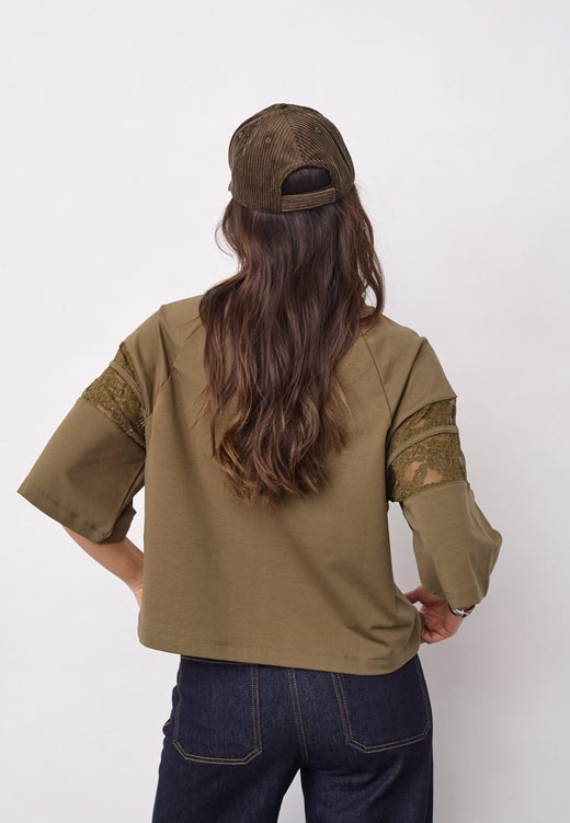 Co´Couture - Elycc 87 Lace Tee Sweat 500029 - 60004 - Army T-shirts 