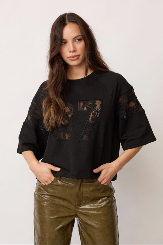 Co´Couture - Elycc 87 Lace Tee Sweat 500029 - 65001 - Black T-shirts 