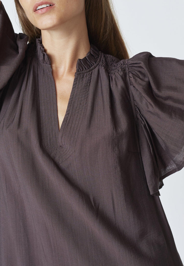 Co´Couture - Heracc Ss Frill Dress 36421 - 83 - Mocca Kjoler 