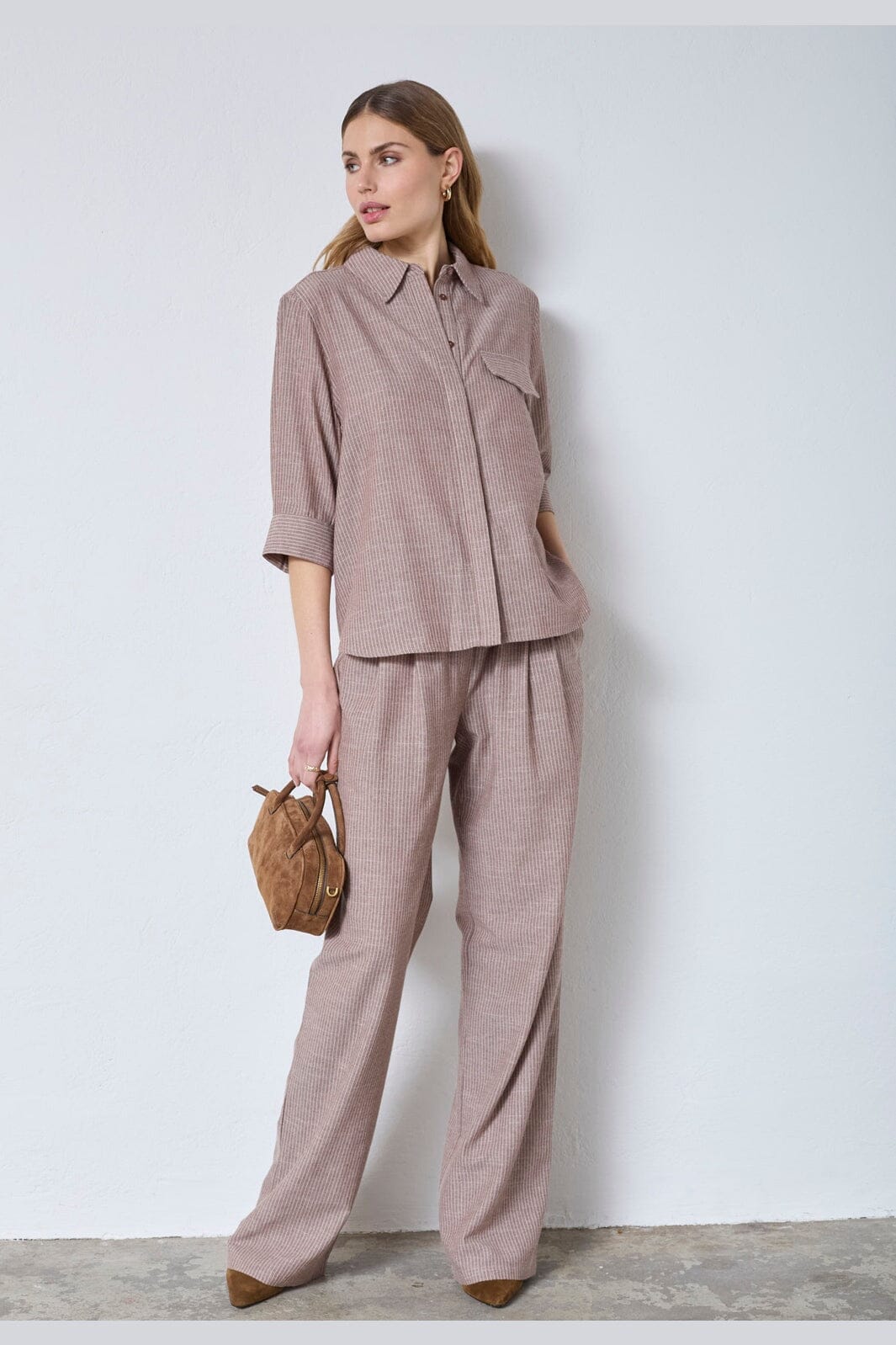Co´Couture - Jihocc Stripe Ss Shirt 45136 - 46 - Brown