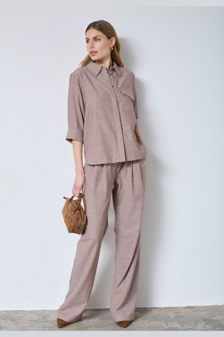 Co´Couture - Jihocc Stripe Ss Shirt 45136 - 46 - Brown