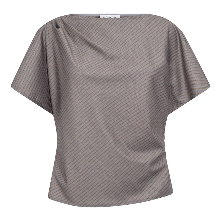 Co´Couture - Jovecc Check Pleat Blouse 500146 - 65004 - Light Grey Bluser 