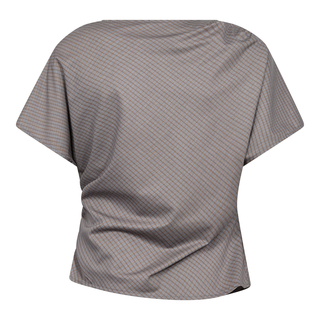 Co´Couture - Jovecc Check Pleat Blouse 500146 - 65004 - Light Grey Bluser 