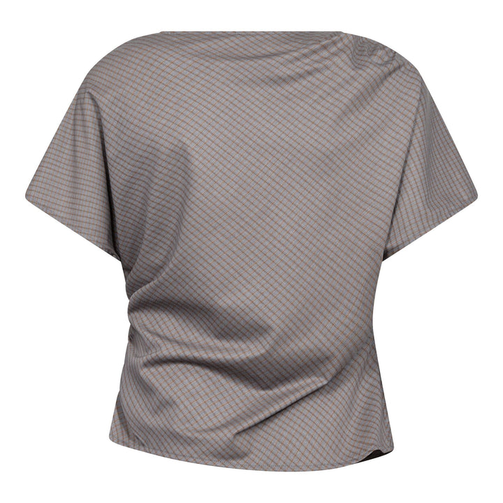 Co´Couture - Jovecc Check Pleat Blouse 500146 - 65004 - Light Grey Bluser 
