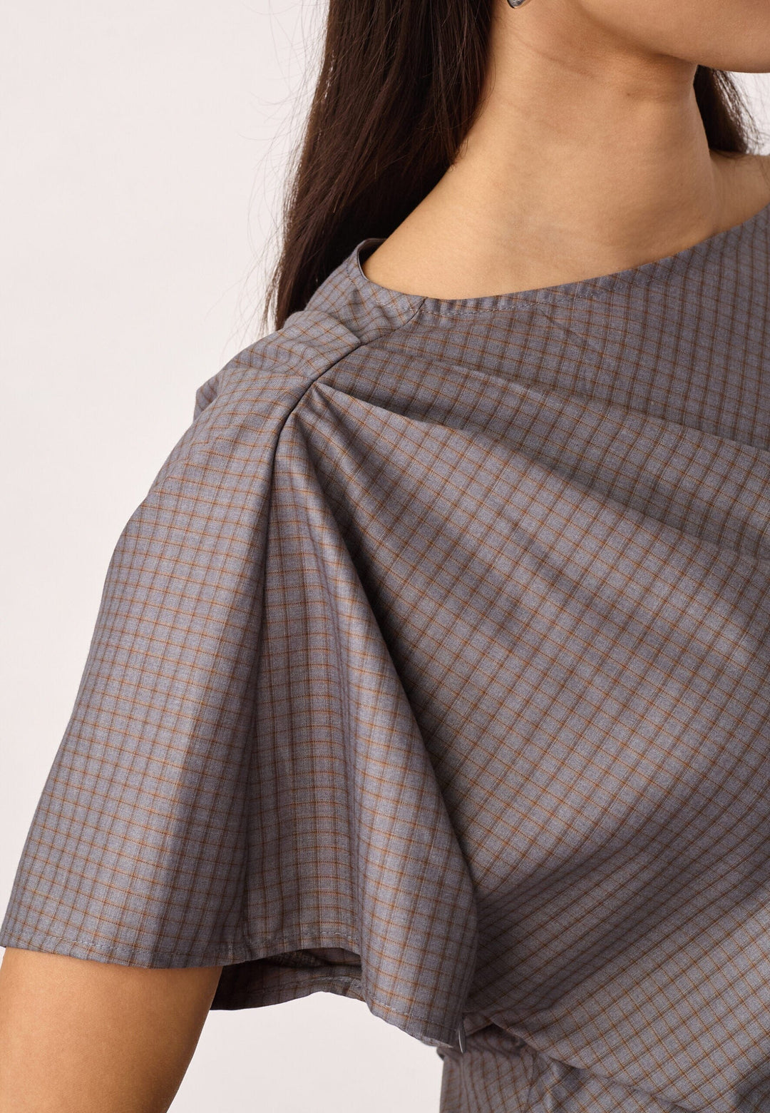 Co´Couture - Jovecc Check Pleat Blouse 500146 - 65004 - Light Grey Bluser 