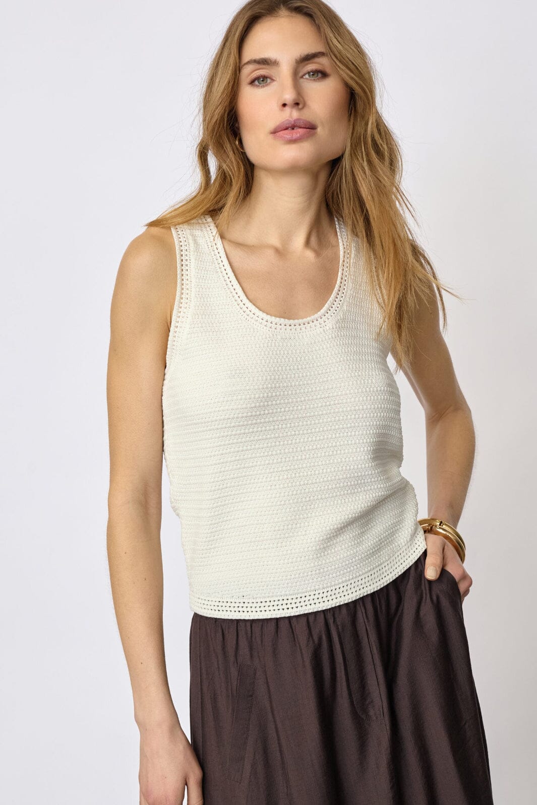 Co´Couture - Luecc Knit Top 42026 - 11 - Off White Strikbluser 