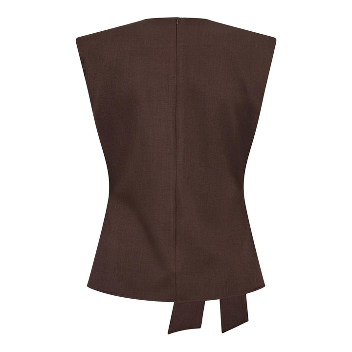 Co´Couture - Lunacc Pleat Top 500314 - 20003 - Dark Brown T-shirts 