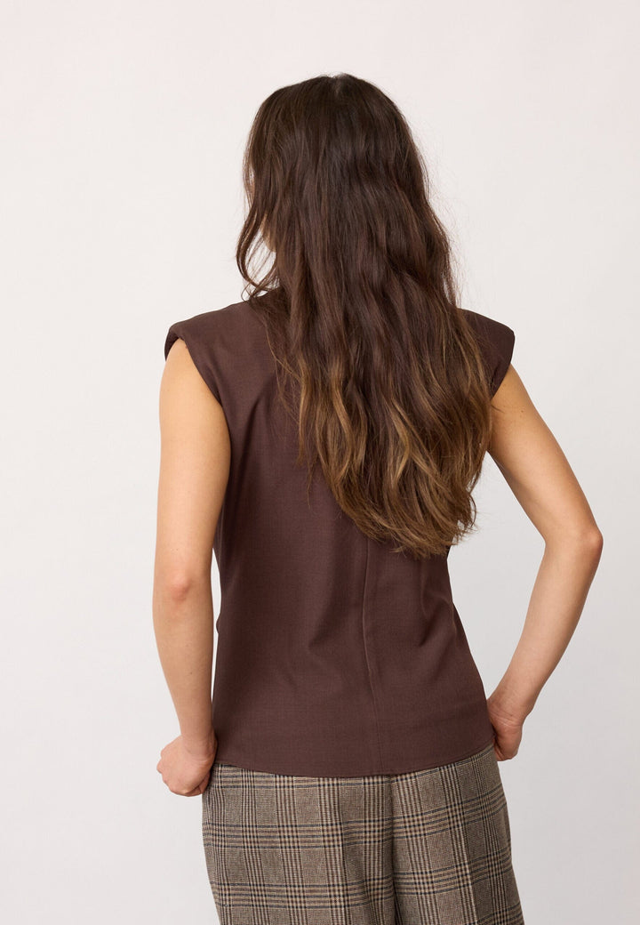 Co´Couture - Lunacc Pleat Top 500314 - 20003 - Dark Brown T-shirts 