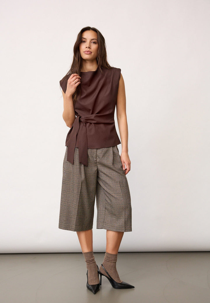 Co´Couture - Lunacc Pleat Top 500314 - 20003 - Dark Brown T-shirts 