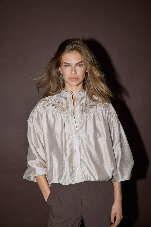 Co´Couture - Melincc Balloon Lace Shirt 500606 - 20011 - Champagne
