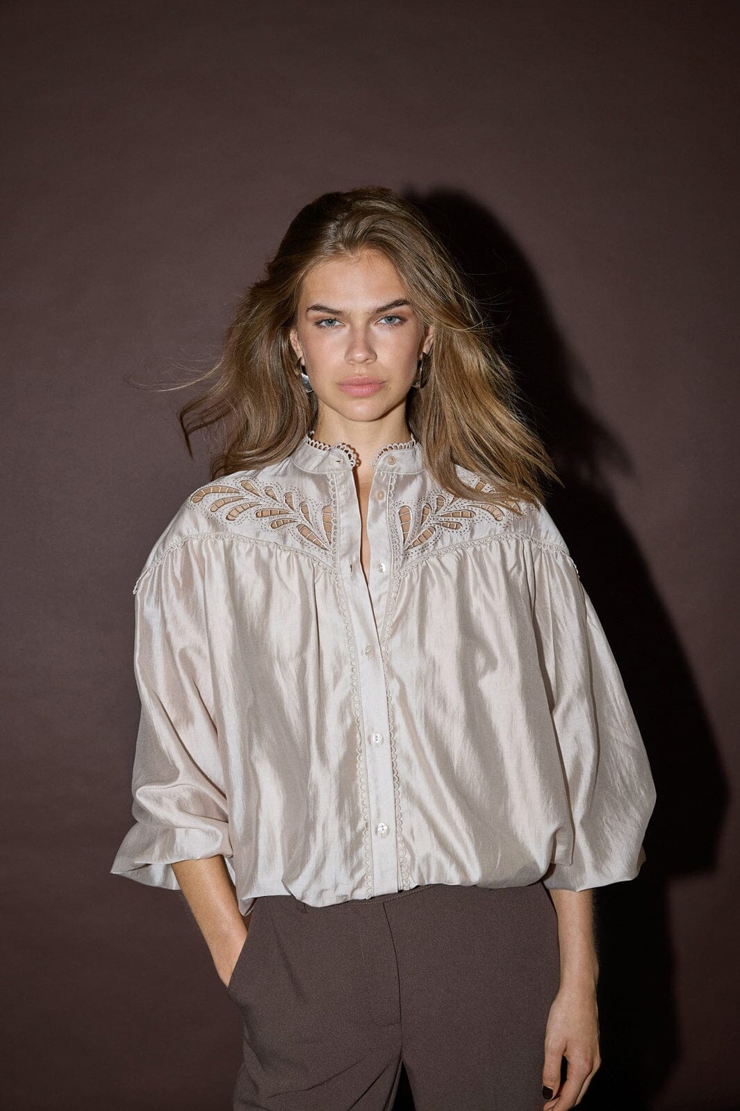 Co´Couture - Melincc Balloon Lace Shirt 500606 - 20011 - Champagne