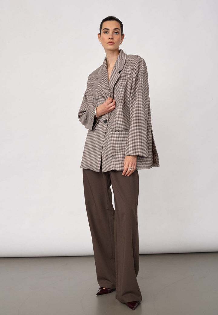 Co´Couture - Midacc Check Power Blazer 500845 - 10060 - Bone - Brown Blazere 