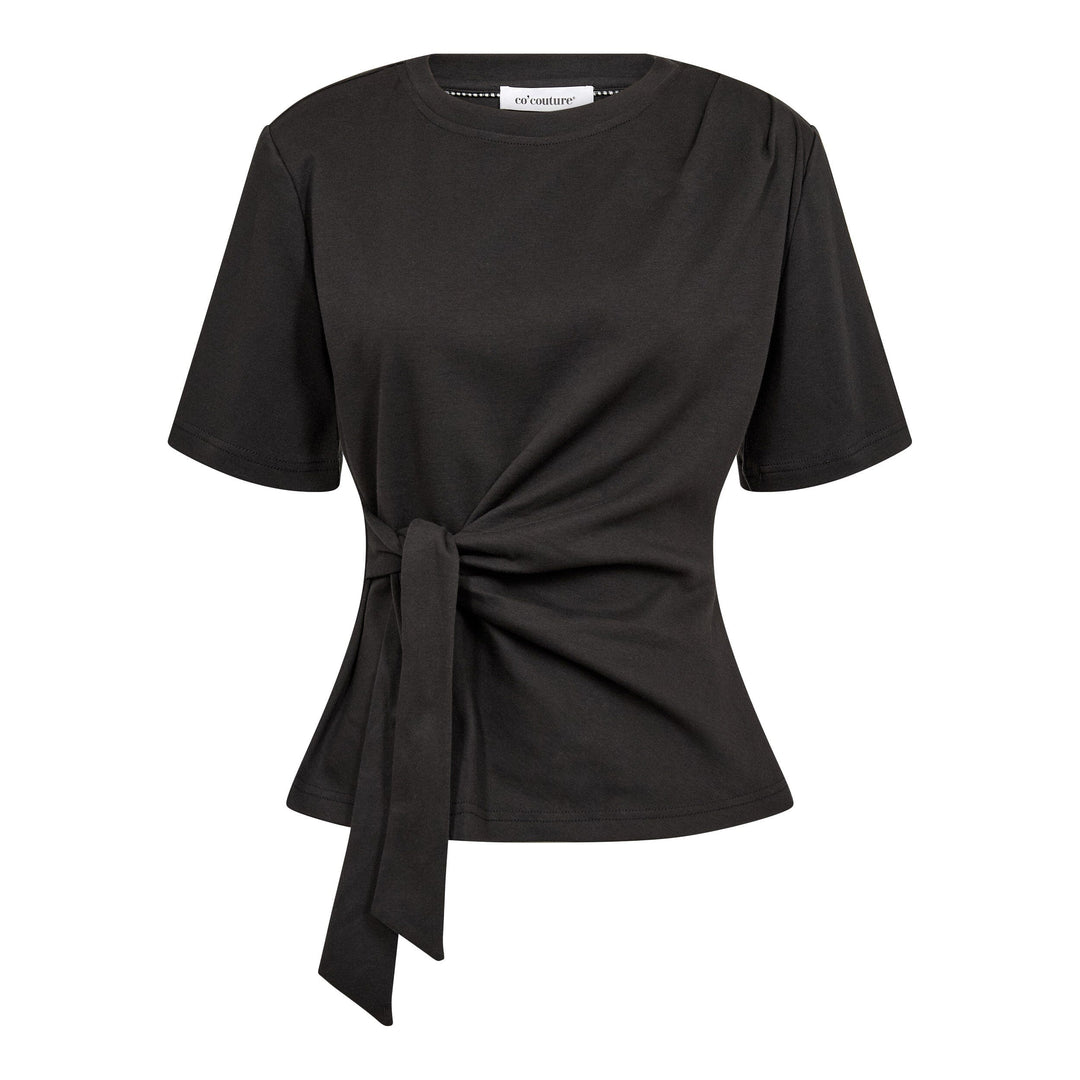 Co´Couture - Orianecc Pleat Tie Tee 500096 - 65001 - Black T-shirts 