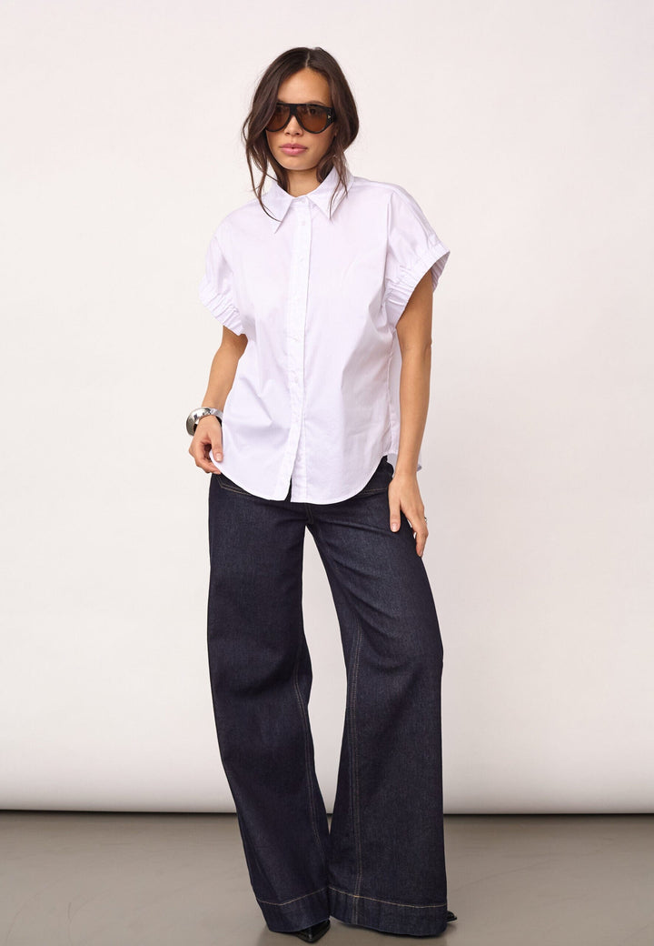 Co´Couture - Poppycc Elastic Cuff Ss Shirt 500053 - 10001 - White Skjorter 