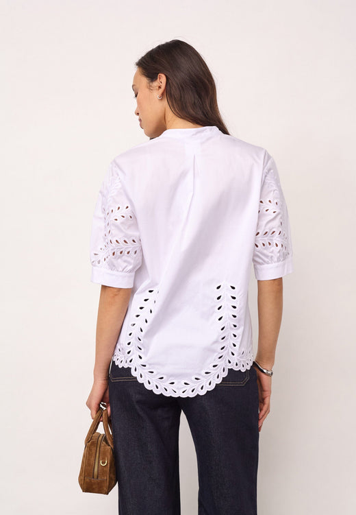 Co´Couture - Poppycc Emb. V-Shirt 500102 - 10001 - White Skjorter 