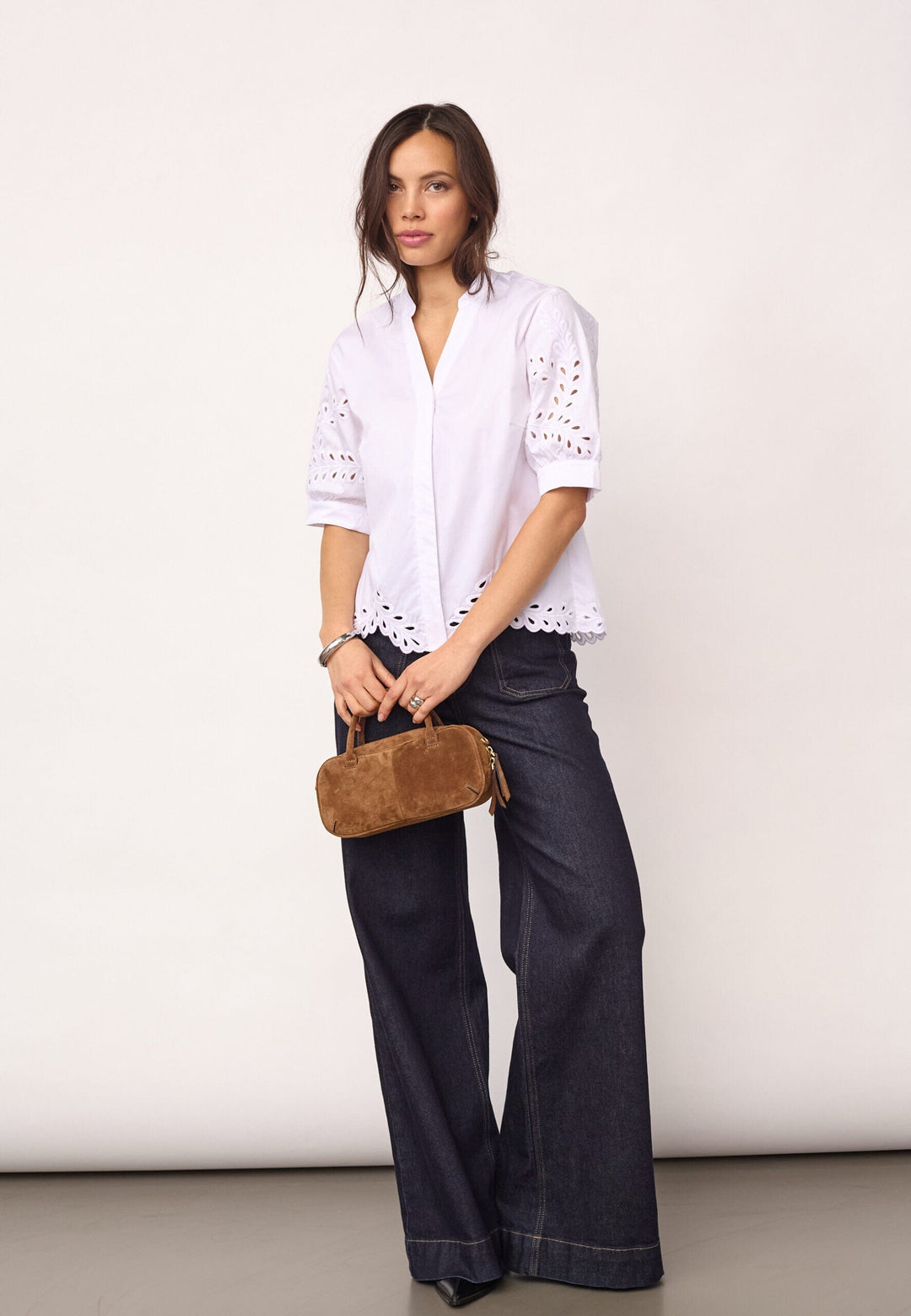 Co´Couture - Poppycc Emb. V-Shirt 500102 - 10001 - White Skjorter 