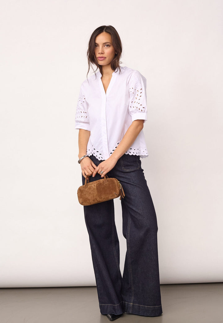 Co´Couture - Poppycc Emb. V-Shirt 500102 - 10001 - White Skjorter 