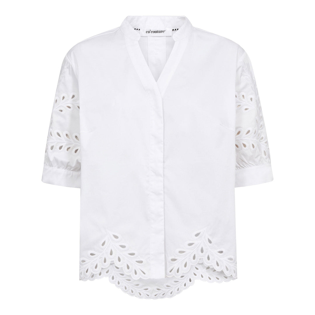 Co´Couture - Poppycc Emb. V-Shirt 500102 - 10001 - White Skjorter 