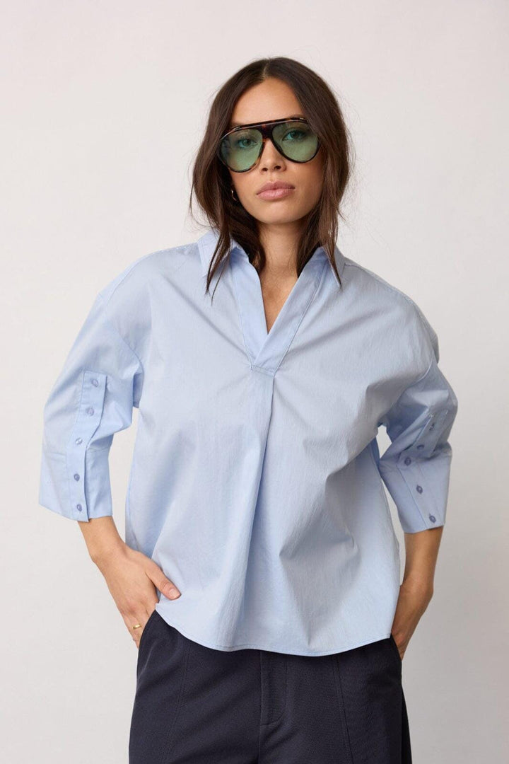 Co´Couture - Poppycc V-Blouse 500024 - 40004 - Pale Blue Bluser 