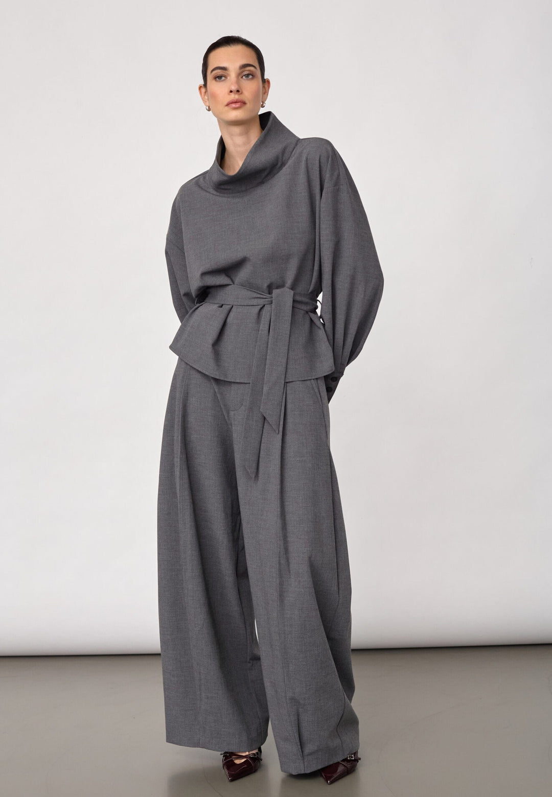 Co´Couture - Priscillacc Funnel Neck Blouse 500822 - 65003 - Mid Grey Bluser 