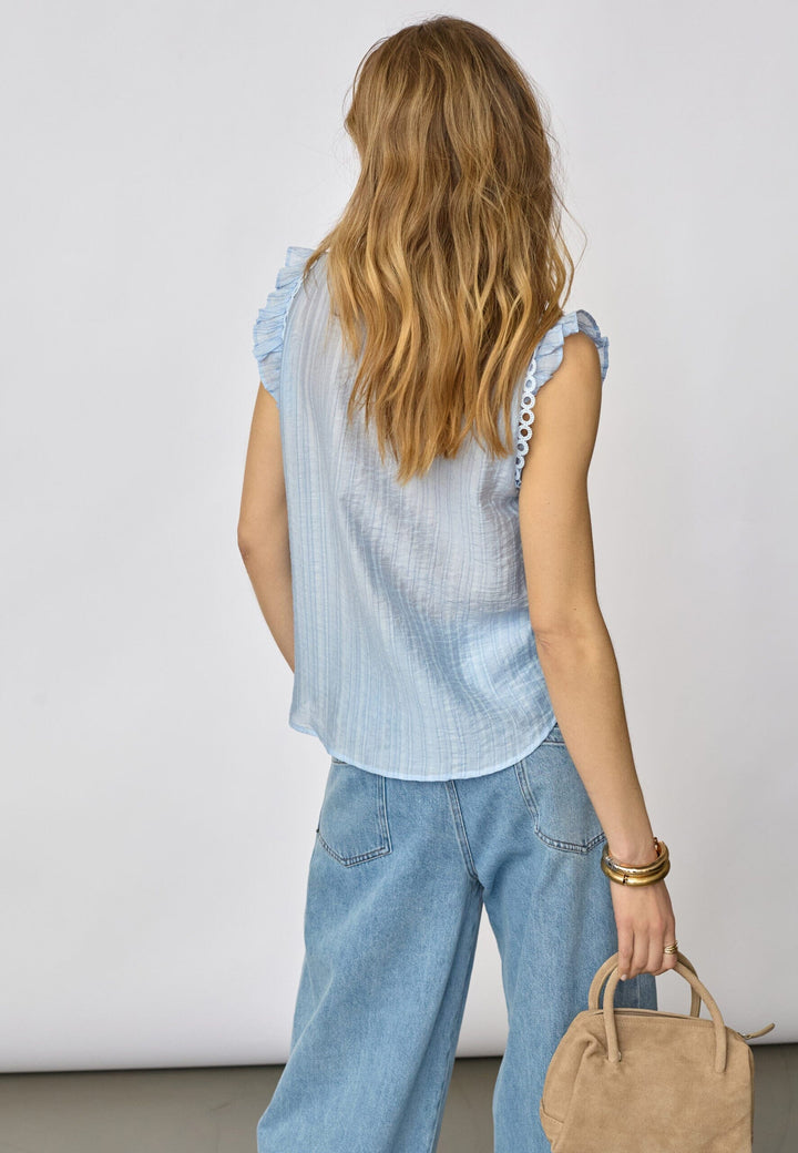 Co´Couture - Reggiecc Frill Top 45120 - 23 - Pale Blue Toppe 