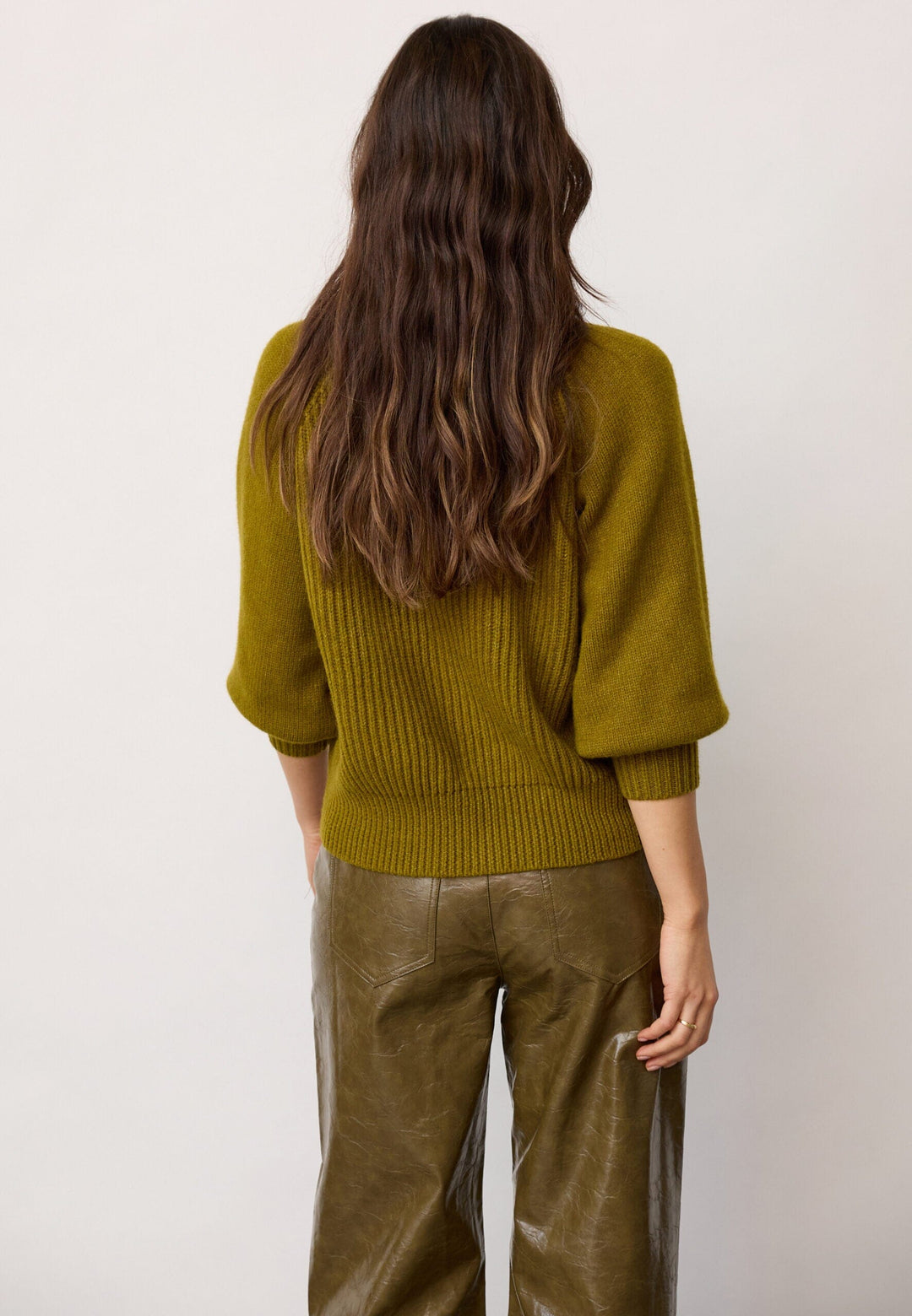 Co´Couture - Rowcc Puff Ss Rib Knit 500124 - 60007 - Fern Green Toppe 