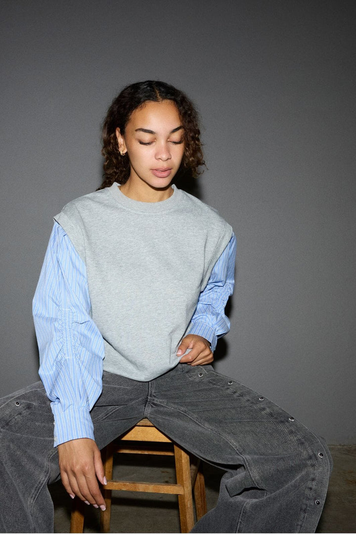 Co´Couture - Sabinacc Mix Shirt Sweat 47010 - 138 - Light Grey Skjorter 