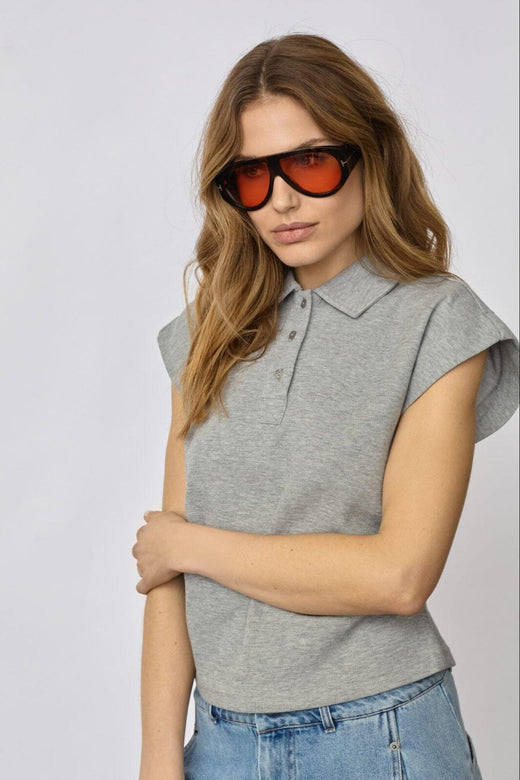 Co´Couture - Sidacc Polo Top 43027 - 57 - Grey Melange T-shirts 
