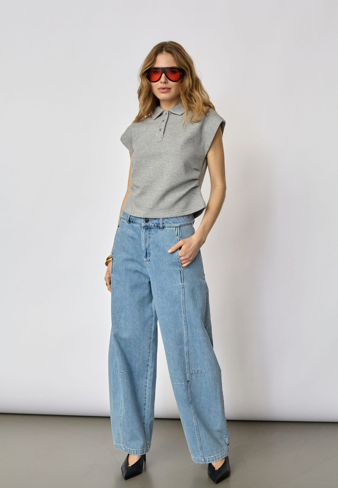 Co´Couture - Sidacc Polo Top 43027 - 57 - Grey Melange T-shirts 