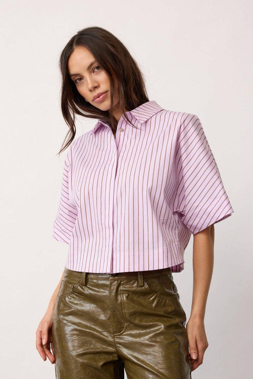 Co´Couture - Sigridcc Stripe Ss Shirt 500197 - 35006 - Rosebloom Skjorter 